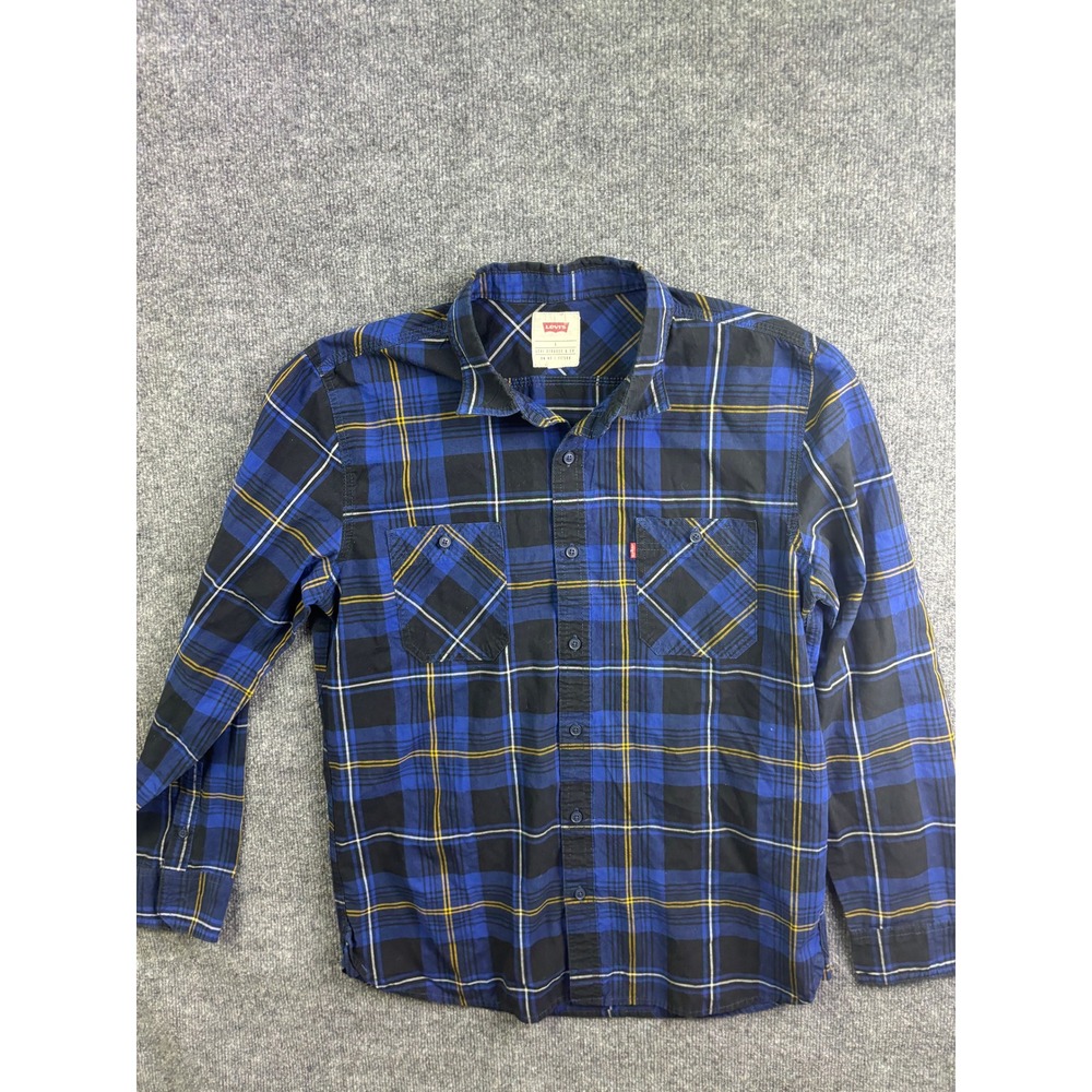 Levi's Button Up Shirt Mens Large Blue‎ Plaid Long Sleeve Pockets 3LGLW1569